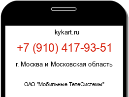 Информация о номере телефона +7 (910) 417-93-51: регион, оператор