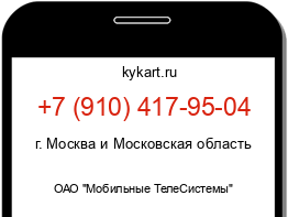 Информация о номере телефона +7 (910) 417-95-04: регион, оператор