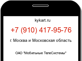 Информация о номере телефона +7 (910) 417-95-76: регион, оператор