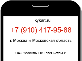 Информация о номере телефона +7 (910) 417-95-88: регион, оператор