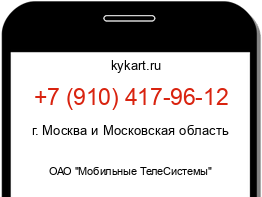 Информация о номере телефона +7 (910) 417-96-12: регион, оператор