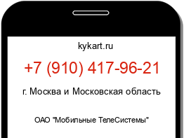 Информация о номере телефона +7 (910) 417-96-21: регион, оператор