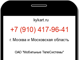 Информация о номере телефона +7 (910) 417-96-41: регион, оператор