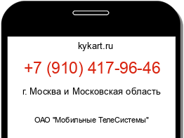 Информация о номере телефона +7 (910) 417-96-46: регион, оператор