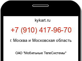 Информация о номере телефона +7 (910) 417-96-70: регион, оператор