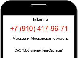 Информация о номере телефона +7 (910) 417-96-71: регион, оператор