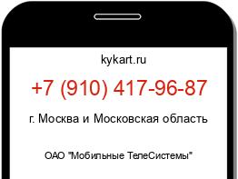 Информация о номере телефона +7 (910) 417-96-87: регион, оператор