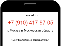 Информация о номере телефона +7 (910) 417-97-05: регион, оператор