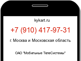 Информация о номере телефона +7 (910) 417-97-31: регион, оператор