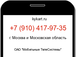 Информация о номере телефона +7 (910) 417-97-35: регион, оператор