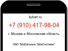 Информация о номере телефона +7 (910) 417-98-04: регион, оператор