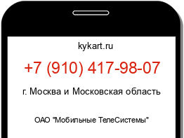 Информация о номере телефона +7 (910) 417-98-07: регион, оператор