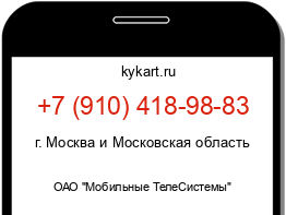 Информация о номере телефона +7 (910) 418-98-83: регион, оператор