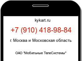 Информация о номере телефона +7 (910) 418-98-84: регион, оператор