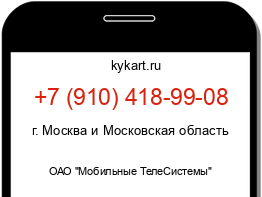 Информация о номере телефона +7 (910) 418-99-08: регион, оператор