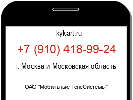 Информация о номере телефона +7 (910) 418-99-24: регион, оператор