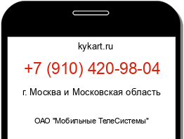 Информация о номере телефона +7 (910) 420-98-04: регион, оператор