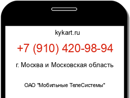 Информация о номере телефона +7 (910) 420-98-94: регион, оператор