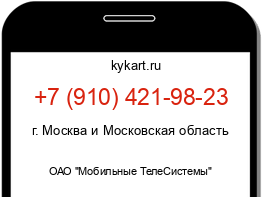 Информация о номере телефона +7 (910) 421-98-23: регион, оператор