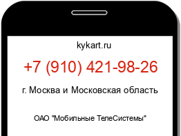 Информация о номере телефона +7 (910) 421-98-26: регион, оператор