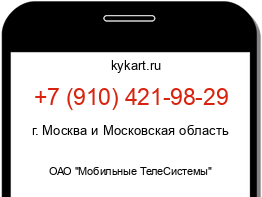 Информация о номере телефона +7 (910) 421-98-29: регион, оператор