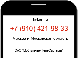 Информация о номере телефона +7 (910) 421-98-33: регион, оператор