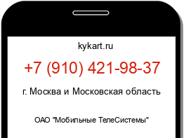 Информация о номере телефона +7 (910) 421-98-37: регион, оператор