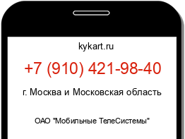 Информация о номере телефона +7 (910) 421-98-40: регион, оператор