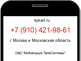 Информация о номере телефона +7 (910) 421-98-61: регион, оператор