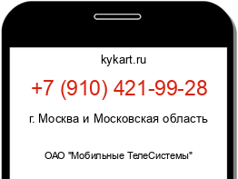 Информация о номере телефона +7 (910) 421-99-28: регион, оператор