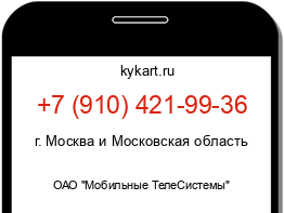 Информация о номере телефона +7 (910) 421-99-36: регион, оператор