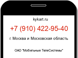 Информация о номере телефона +7 (910) 422-95-40: регион, оператор