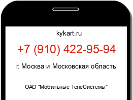 Информация о номере телефона +7 (910) 422-95-94: регион, оператор