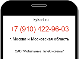 Информация о номере телефона +7 (910) 422-96-03: регион, оператор