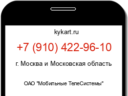 Информация о номере телефона +7 (910) 422-96-10: регион, оператор