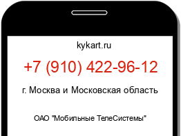 Информация о номере телефона +7 (910) 422-96-12: регион, оператор