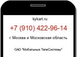 Информация о номере телефона +7 (910) 422-96-14: регион, оператор