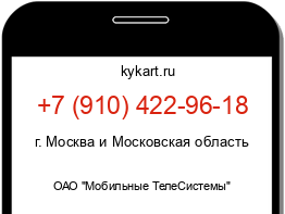 Информация о номере телефона +7 (910) 422-96-18: регион, оператор