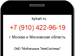 Информация о номере телефона +7 (910) 422-96-19: регион, оператор