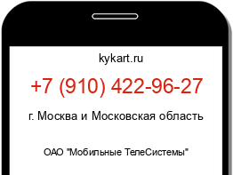 Информация о номере телефона +7 (910) 422-96-27: регион, оператор