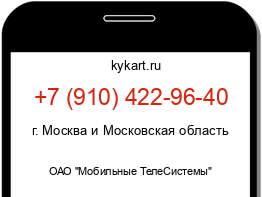 Информация о номере телефона +7 (910) 422-96-40: регион, оператор