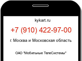 Информация о номере телефона +7 (910) 422-97-00: регион, оператор