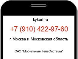 Информация о номере телефона +7 (910) 422-97-60: регион, оператор