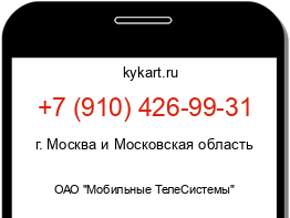 Информация о номере телефона +7 (910) 426-99-31: регион, оператор