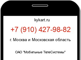 Информация о номере телефона +7 (910) 427-98-82: регион, оператор