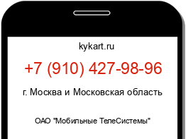 Информация о номере телефона +7 (910) 427-98-96: регион, оператор