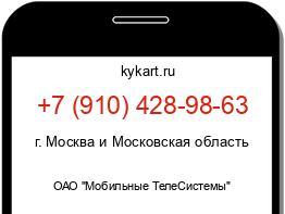 Информация о номере телефона +7 (910) 428-98-63: регион, оператор