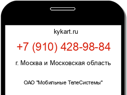 Информация о номере телефона +7 (910) 428-98-84: регион, оператор