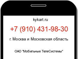 Информация о номере телефона +7 (910) 431-98-30: регион, оператор