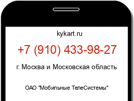 Информация о номере телефона +7 (910) 433-98-27: регион, оператор